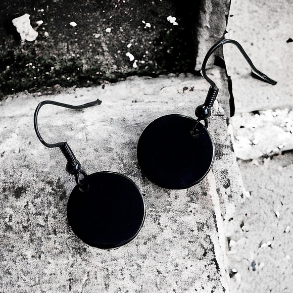 5 For $25💫Biker Black Disc Dangles Earrings - Picture 5 of 6